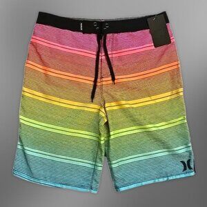 Hurley Board Shorts Shoreline Quick-Drying Back Pocket Multicolor Kids 18/29 NWT